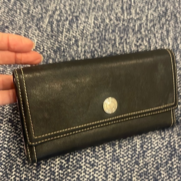 Coach Handbags - Coach Black Ladies Leather Wallet with Pink Trim EUC